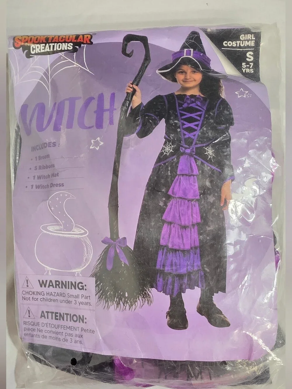 Spooktacular Creations Girls Small 5-7 Fairytale Deluxe Witch Costume W/Broom